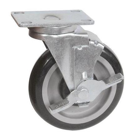 BK RESOURCES 5 in Swivel Plate Caster Set 5SBR-1PT-PLY-PS4